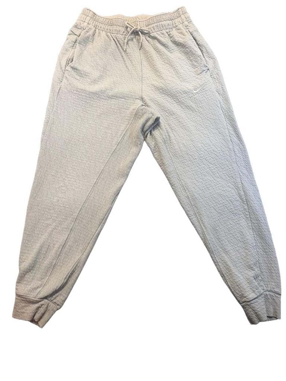 Nike Yoga Dri Fit Textured Crinkle Drawstring Jogger Sweatpants Gray Mens Small